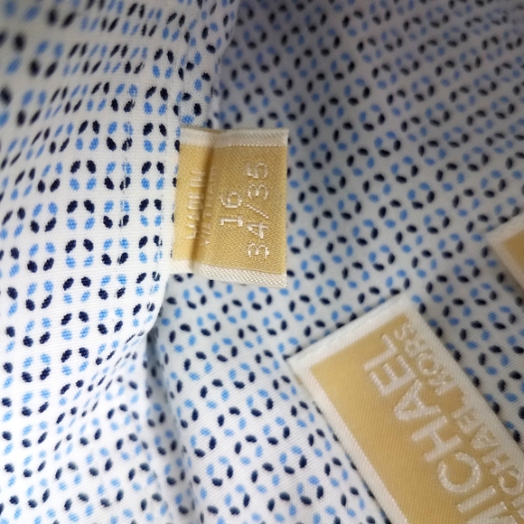 Michael Kors Blue Geometric Abstract Print Button Up Long Sleeve Dress Shirt - Picture 7 of 9